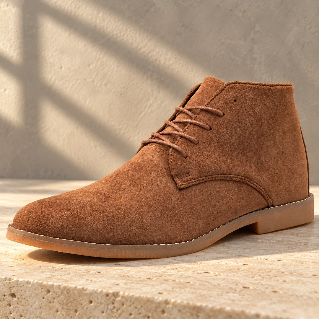 Terrence Rubber Sole Suede Chukka Ankle Boots - Brown