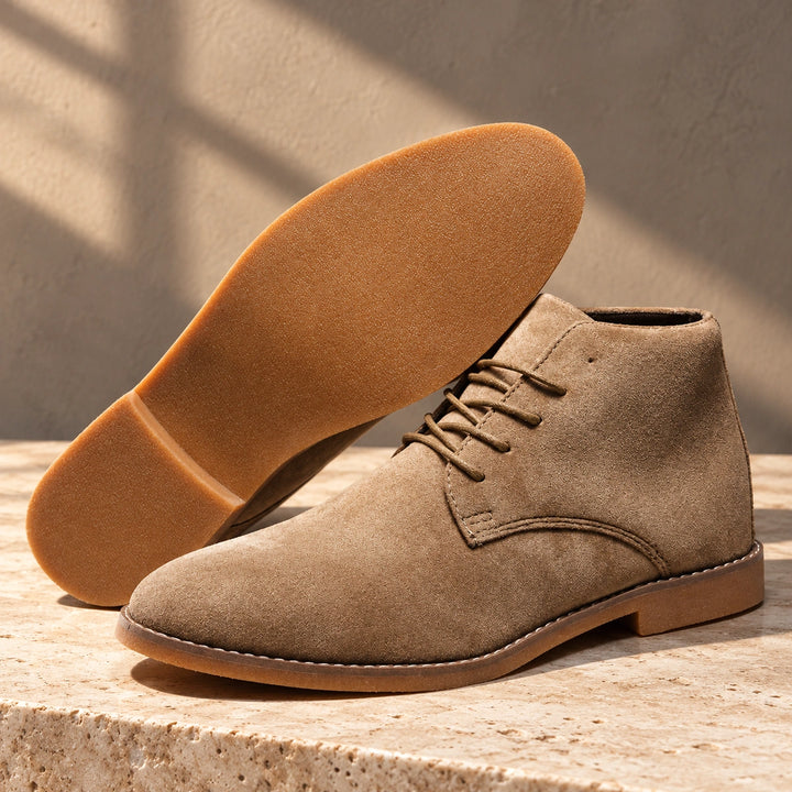 Terrence Rubber Sole Suede Chukka Ankle Boots - Khaki