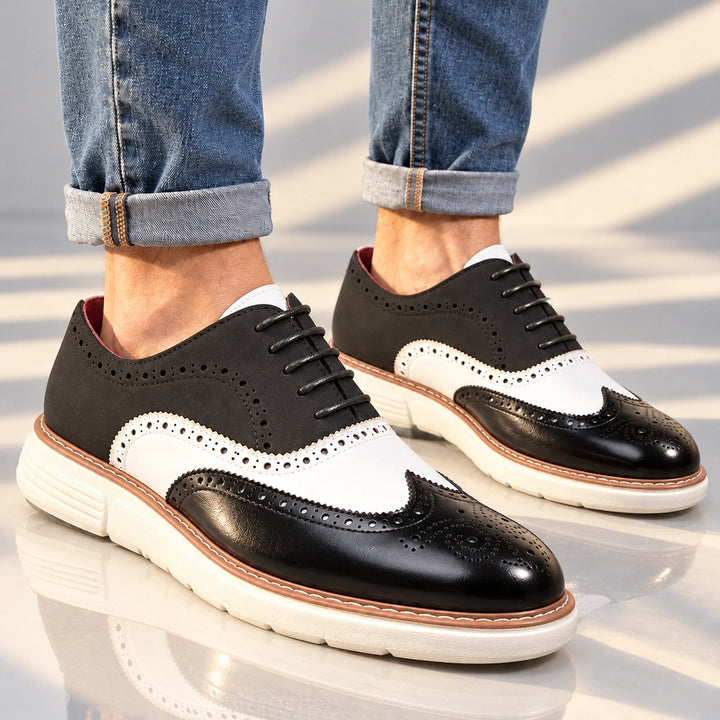 Thomas Color Block Wingtip Brogues - Black