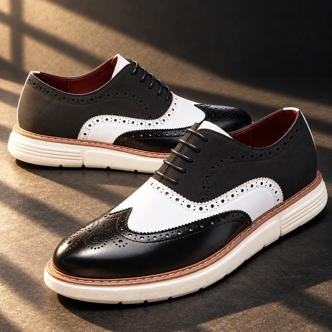 Thomas Color Block Wingtip Brogues - Black
