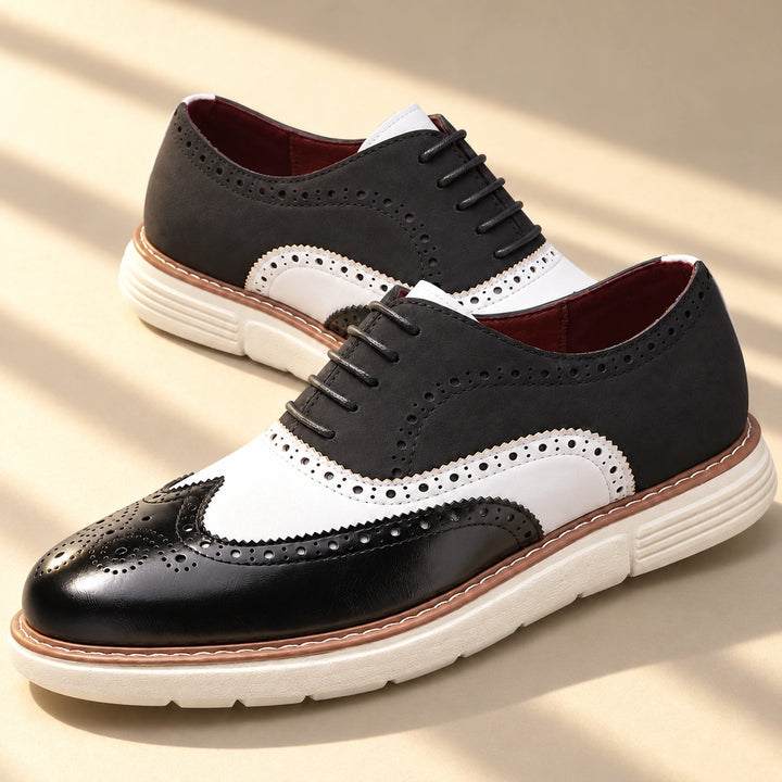Thomas Color Block Wingtip Brogues - Black