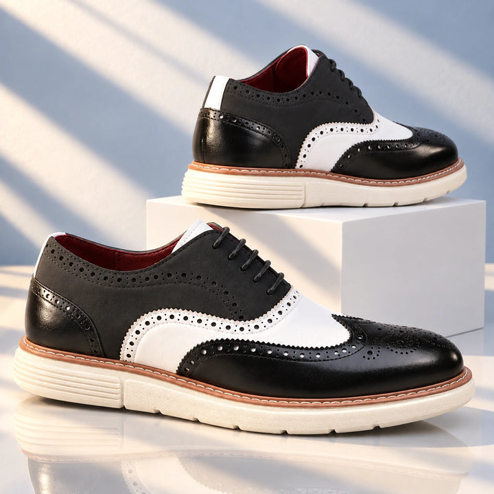 Thomas Color Block Wingtip Brogues - Black