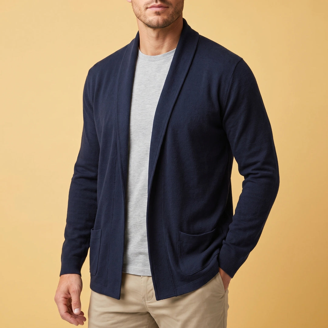 Tobias Open Front Shawl Cardigan - Blue