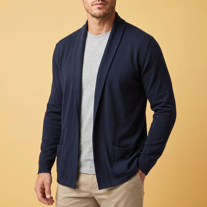Tobias Open Front Shawl Cardigan - Blue
