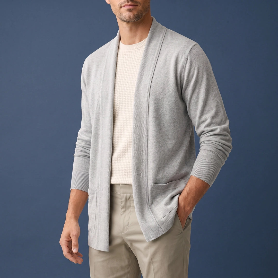 Tobias Open Front Shawl Cardigan - Light Gray