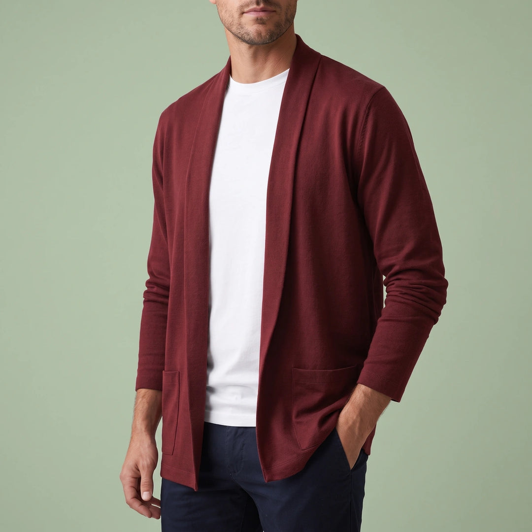 Tobias Open Front Shawl Cardigan - Red