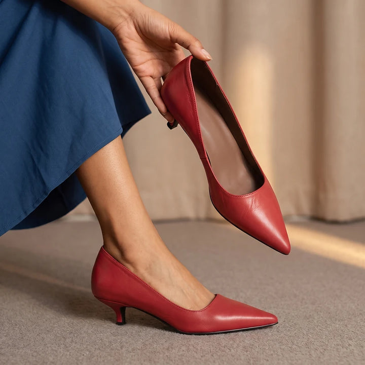 Colette Women's Kitten Heel Pumps - Red