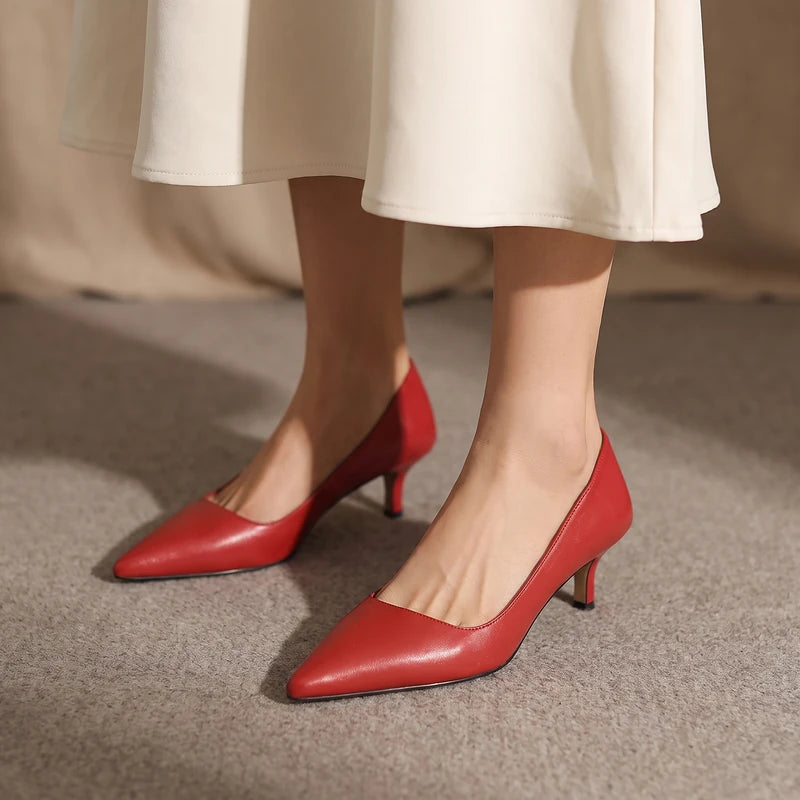 Colette Women's Kitten Heel Pumps - Red