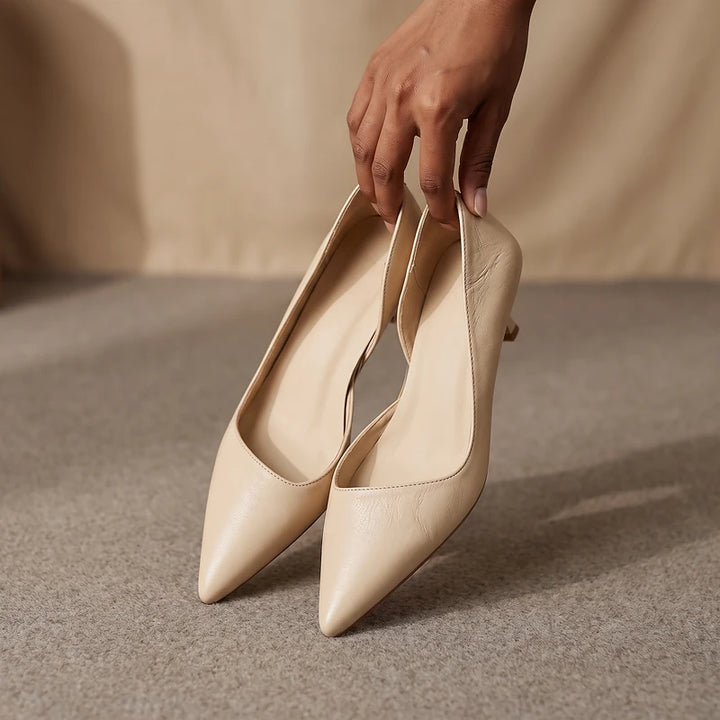 Colette Women's Kitten Heel Pumps - Beige