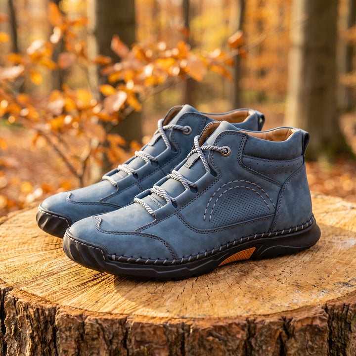 Viktor Hand Stitched Rope Lace Leather Chukka Boots - Blue
