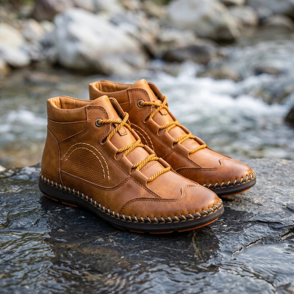 Viktor Hand Stitched Rope Lace Leather Chukka Boots - Tan