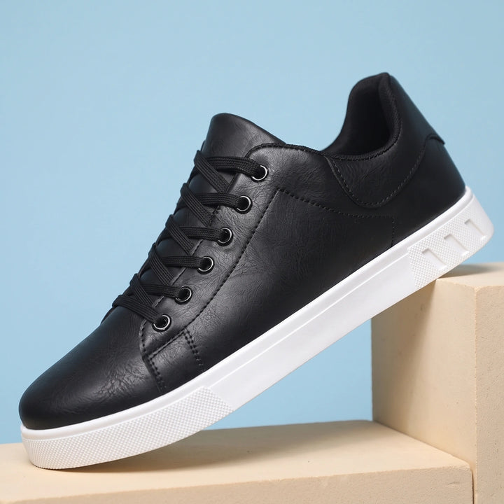 Walter Vegan Leather Low Top Lace Up Sneakers - Black