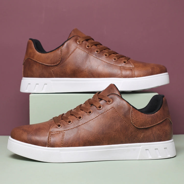 Walter Vegan Leather Low Top Lace Up Sneakers - Brown