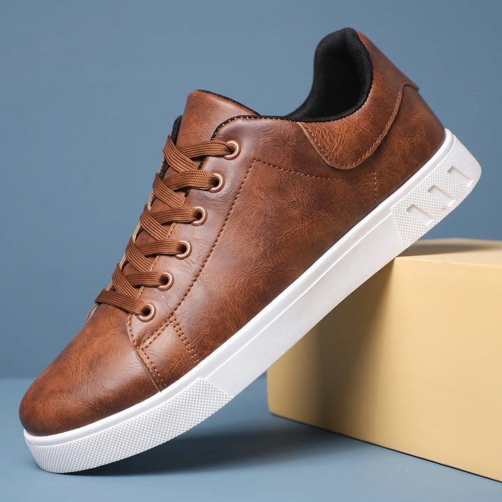 Walter Vegan Leather Low Top Lace Up Sneakers - Brown