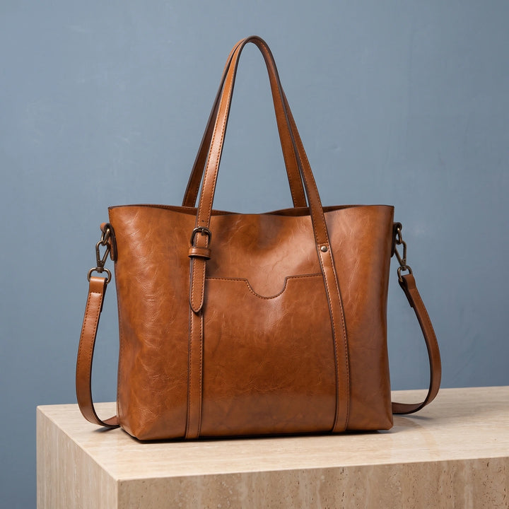 Winifred Vegan Leather Tote Bag - Brown