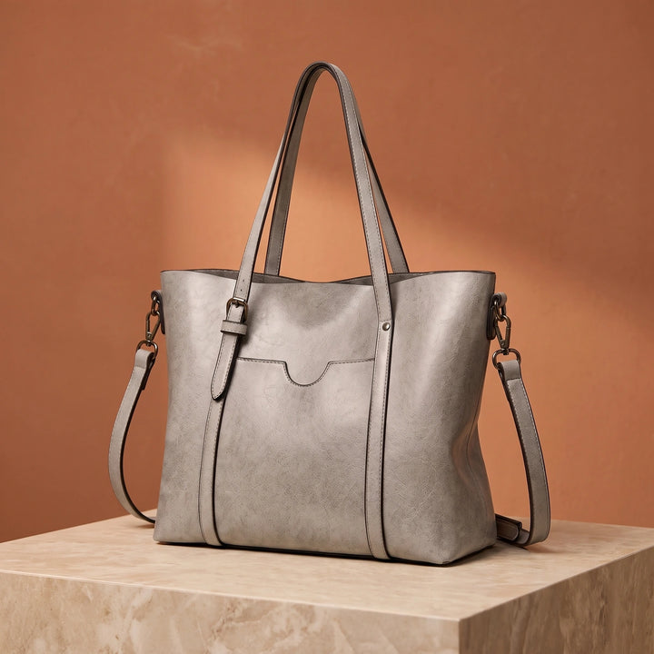 Winifred Vegan Leather Tote Bag - Gray