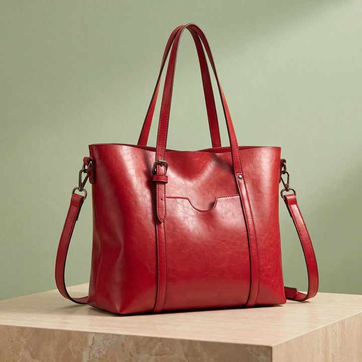 Winifred Vegan Leather Tote Bag - Red