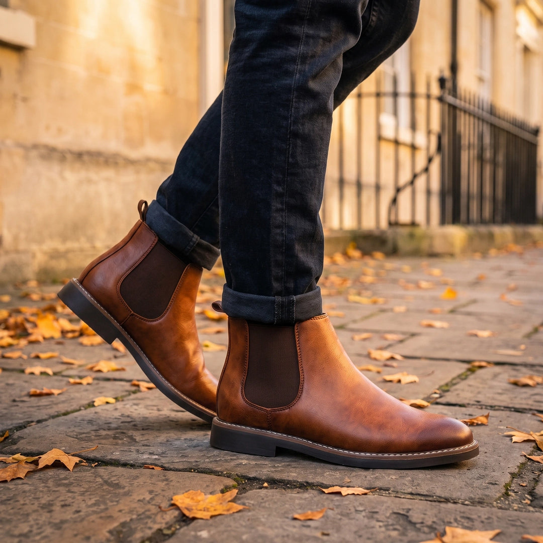Wyatt Vegan Leather Chelsea Boots - Cognac