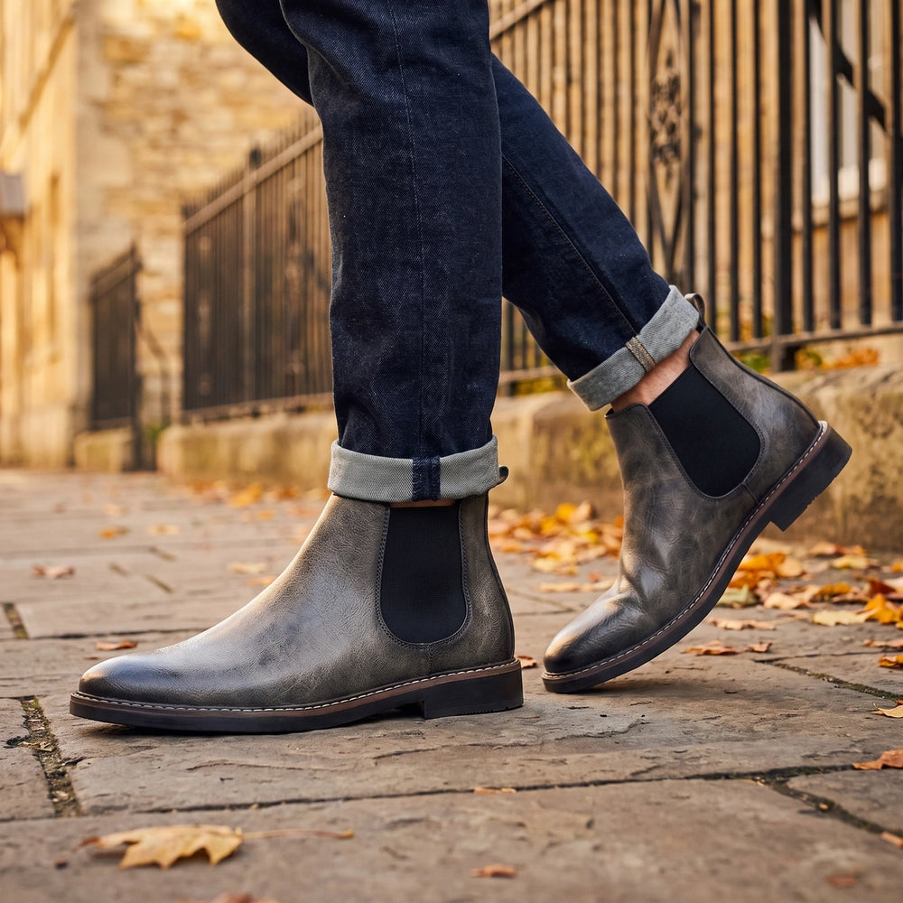 Wyatt Vegan Leather Chelsea Boots - Gray