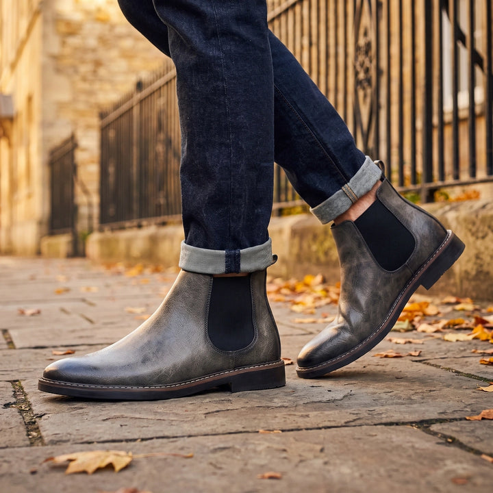 Wyatt Vegan Leather Chelsea Boots - Gray