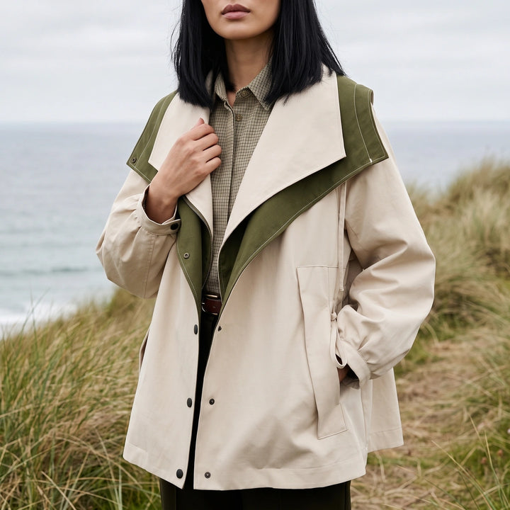 Wynne Double Layer Waterproof Windbreaker Jacket - Beige