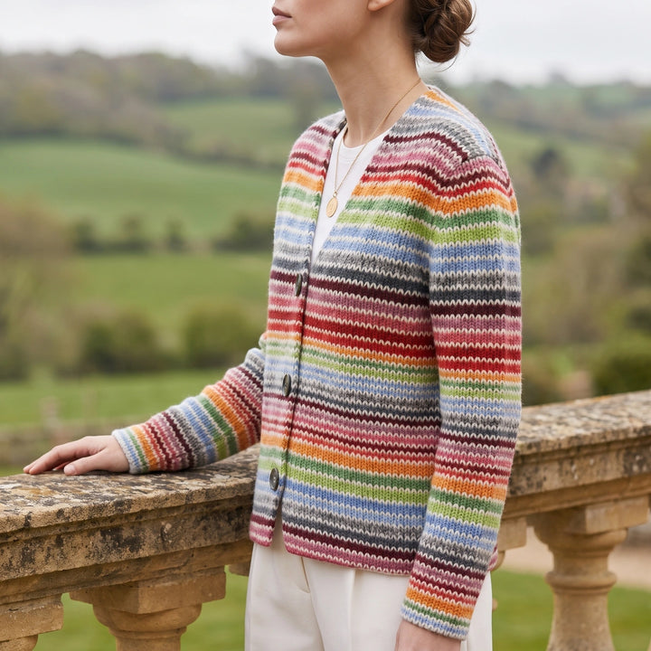 Yara Multicolor Wave Knit Button Cardigan - Multicolor