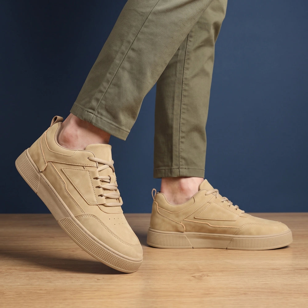 Zeno Cushioned Textured Low Top Sneakers - Beige